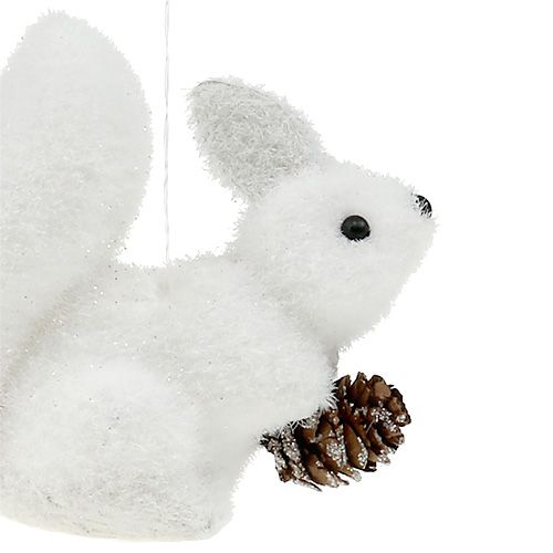 Floristik24 Eglutės papuošimai voverė balta 7cm 6vnt