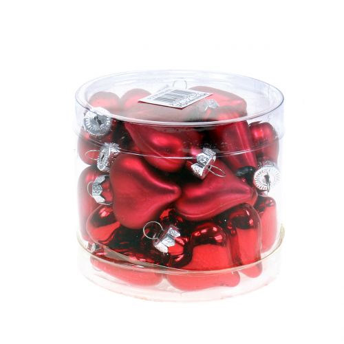 daiktų Eglutės papuošimai širdelės raudonos 3cm 22 vnt