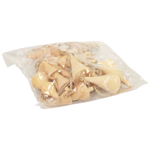daiktų Eglutės papuošimai medinė eglė, medinis pakabukas natūralus 7-8cm 12 vnt