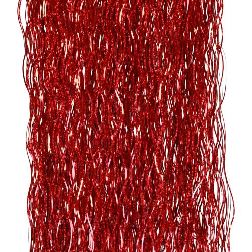 daiktų Kalėdų eglutės puošmena Kalėdinė, banguota blizgučiai raudona blizganti 50cm