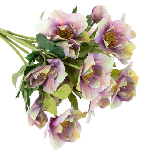 Dirbtinių kalėdinių rožių puokštė su violetiniais žiedais, 35 cm, 6 vnt. | Floristik24.lt