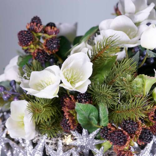 daiktų Kalėdinė rožių puokštė 39cm kreminė