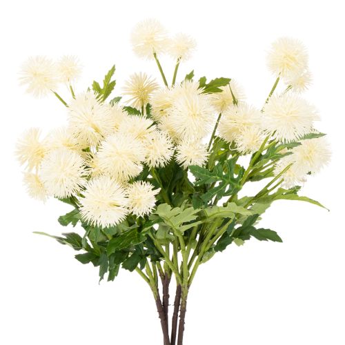 Dirbtinė chrizantema, kreminės baltos spalvos puokštė, dekoratyvinė šakelė, didelė 56 cm, 4 vnt.