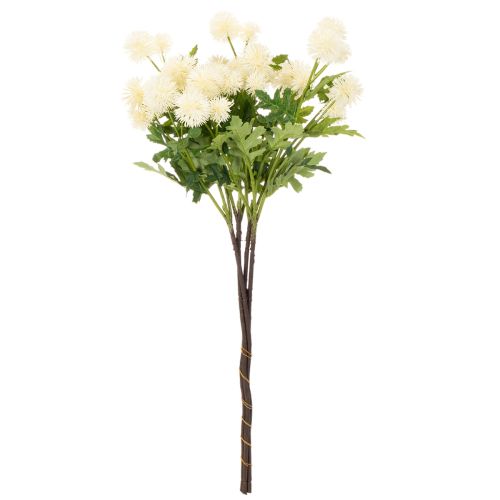 Dirbtinė chrizantema, kreminės baltos spalvos puokštė, dekoratyvinė šakelė, didelė 56 cm, 4 vnt. | Floristik24.lt