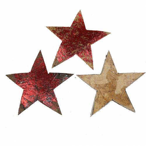Kokoso žvaigždė raudona 5cm 50vnt kalėdinės dekoracijos dekoratyvinės žvaigždės