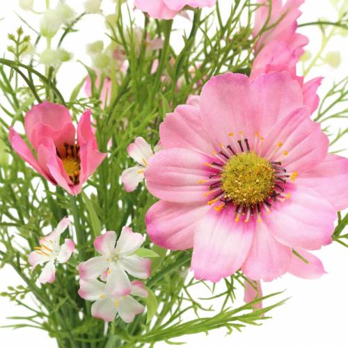 Floristik24 Cosmea ir gypsophila krūvoje Dirbtinė Rožinė Asorti 42cm