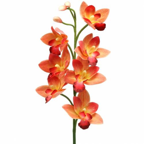Floristik24 Orchidėja dirbtinė gėlė Cymbidium Orange 74cm