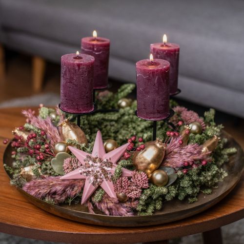 Floristik24 DIY dėžutė Advento vainikas raudonas modernus sausas Advento vainikas Ø34cm