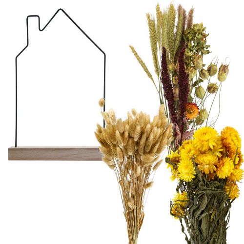 daiktų „Pasidaryk pats“ dėžutės gėlių baras su džiovintomis gėlėmis namelis 34,5×24,5 cm