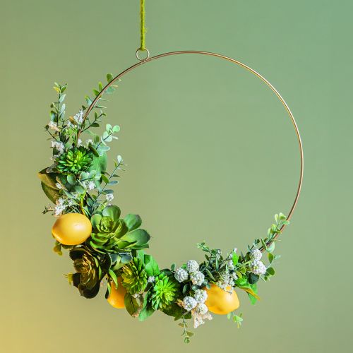 „Pasidaryk pats“ dėžutės dekoravimo žiedas su citrinos dekoru, skirtas pakabinti Ø40cm