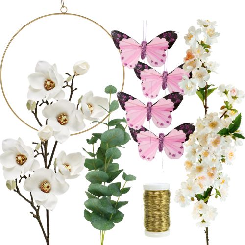 Floristik24 „Pasidaryk pats“ dėžutės magnolijos kilpa su eukalipto langų dekoravimo sienų apdaila 30,5 cm