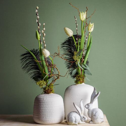 daiktų Keraminė vaza, dekoratyvinės vazos baltos Ø15cm H14.5cm rinkinyje 2 vnt