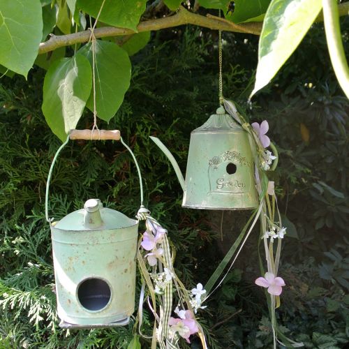Floristik24 Birdhouse aliejaus statinė antikvarinė žalia Ø17cm H23cm
