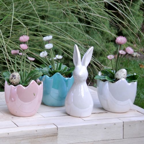 Floristik24 Gėlių vazonas kiaušinio lukštas rožinis perlamutras Ø11cm H11cm 2vnt