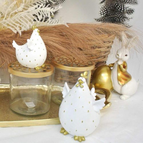 Floristik24 Vištienos puošmena Velykoms, linksmas paukštis, velykinė vištiena, višta H12,5cm