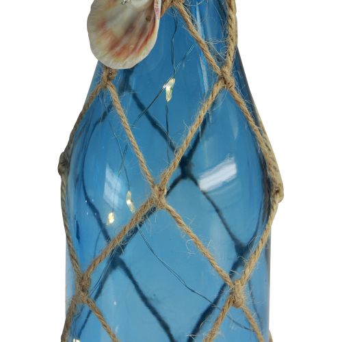 daiktų Stiklinis butelis jūrinės mėlynos spalvos buteliai su LED H28cm 2vnt