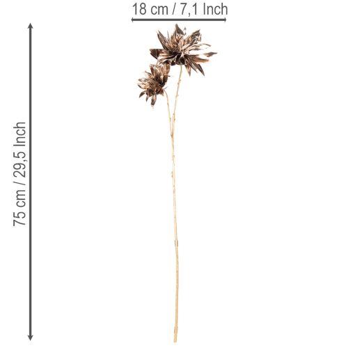 Dirbtinė jurgino gėlė, ilgakotė su dviem žiedais, 75 cm | Floristik24.lt
