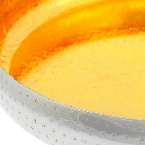 Floristik24 Dekoratyvinis dubuo metalinis apvalus auksinis ir sidabrinis padėklas Ø36,5 cm