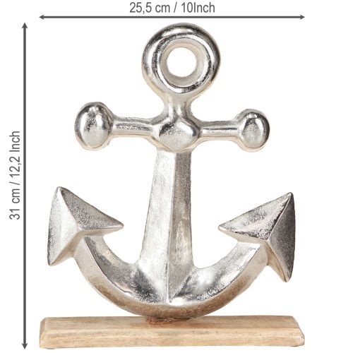 daiktų Dekoratyvinis inkaro metalo mediena natūralaus sidabro 25,5x5,5x31cm