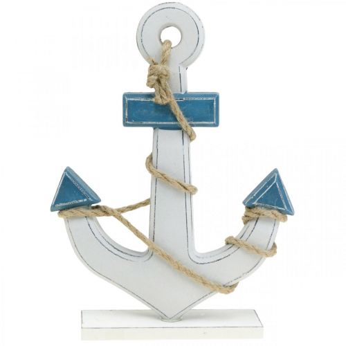 Floristik24 Deco inkaro mediena prie stalo dekoravimo jūrinė mėlyna, balta H24cm