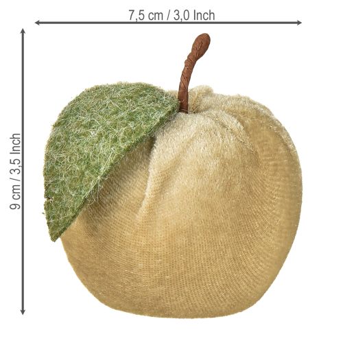 daiktų Dekoratyvinis obuolių velvetas su lapais rudai geltonas Ø7,5cm A9cm 9 vnt.