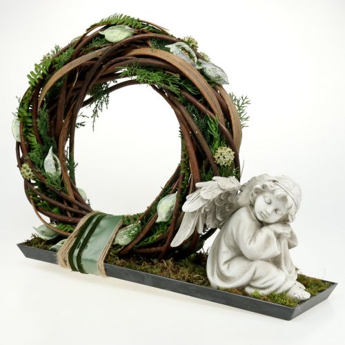 daiktų Memorialinė figūrėlė miegantis angelas pilkas 16cm 2 vnt