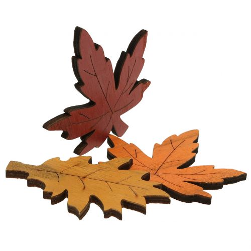 Floristik24 Dekoratyvinis lapų mišinys medžio geltona, oranžinė, tamsiai raudona 8cm 18 vnt