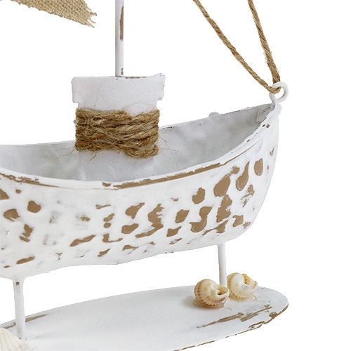 Floristik24 Dekoratyvinė valtis stovi balta H22cm