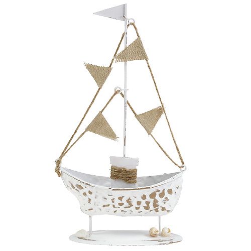 Floristik24 Dekoratyvinė valtis stovi balta H22cm