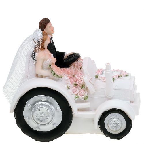 Floristik24 Dekoratyvinė vestuvinė pora ant traktoriaus H10cm