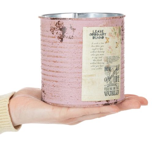 Dekoratyvinė skarda, sendinta rožė, metalinė skarda sodinimui, Ø11cm, aukštis 10.5cm | Floristik24.lt