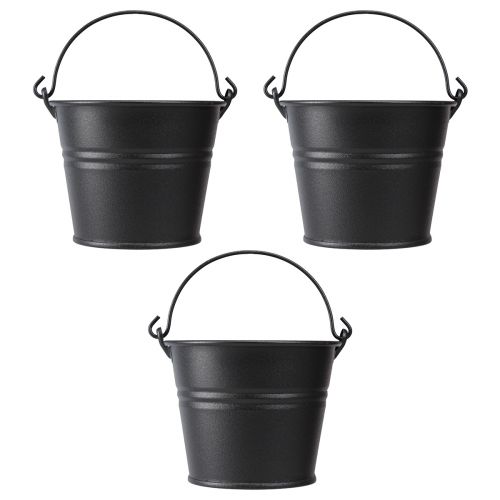 daiktų Dekoratyvinis kibiras metalinis vazono rankena juoda Ø14cm 3vnt