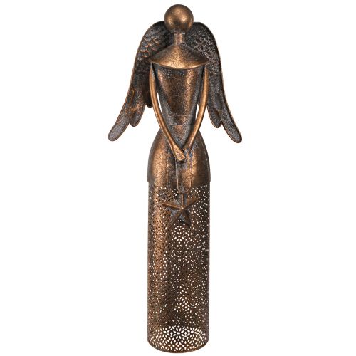 Floristik24 Dekoratyvinis angelas su žvaigždute metalo Kalėdų bronza H52cm