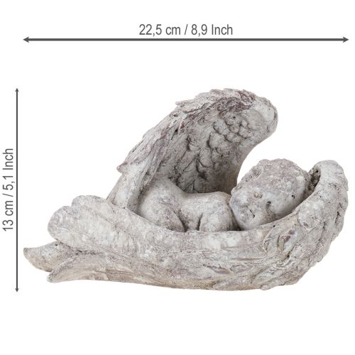 daiktų Dekoratyvinė angelo figūrėlė miegančiam su sparnais, kapas, 22,5 cm