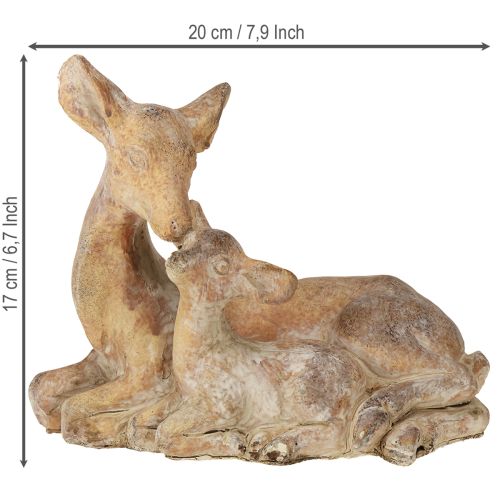 daiktų Dekoratyvinė elnio figūrėlė su gelsvai rudu lieto akmens ruda balta spalva 20×11×17cm