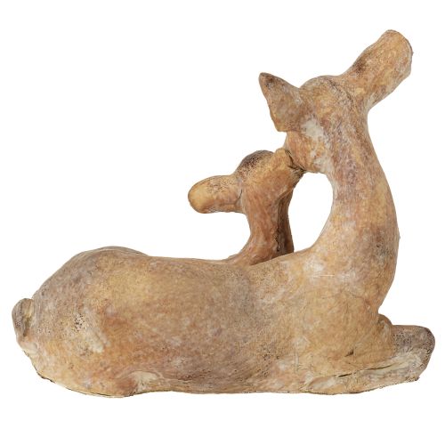 daiktų Dekoratyvinė elnio figūrėlė su gelsvai rudu lieto akmens ruda balta spalva 20×11×17cm