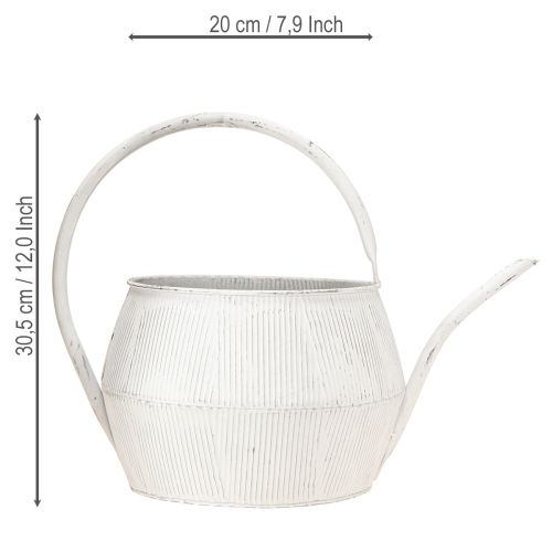 daiktų Dekoratyvinis laistytuvas balto metalo vintažiniu grioveliu dekoru Ø25cm