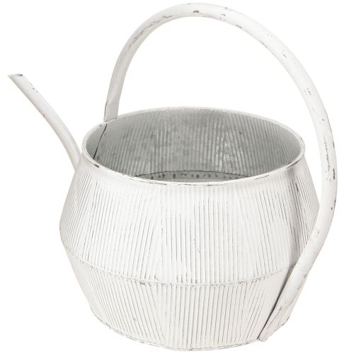 daiktų Dekoratyvinis laistytuvas balto metalo vintažiniu grioveliu dekoru Ø25cm