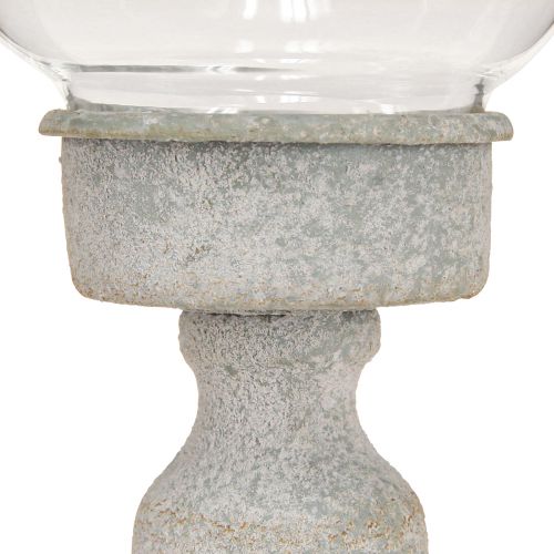 daiktų Dekoratyvinis stiklinis puodelis metalinis pilkas vintažinis išvaizda Ø8cm H15,5cm