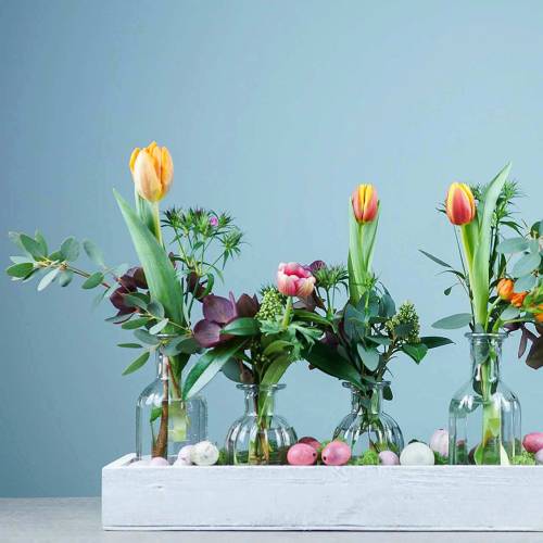 daiktų Deco buteliuko gėlių vaza Ø7,5cm H13,5cm skaidri 6vnt