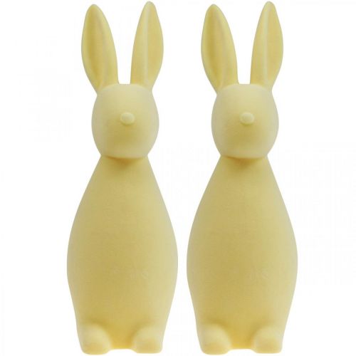daiktų Dekoratyvinis Velykų zuikis – 2 pasirinkimas – Flocked šviesiai geltonas H29,5cm 2 vnt.