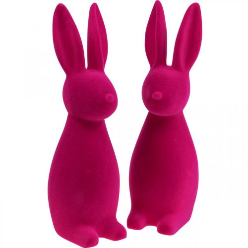 Floristik24 Dekoratyvinis zuikis Dekoratyvinis Velykų zuikis – 2 pasirinkimas – Flocked Pink H29,5cm 2 vnt.