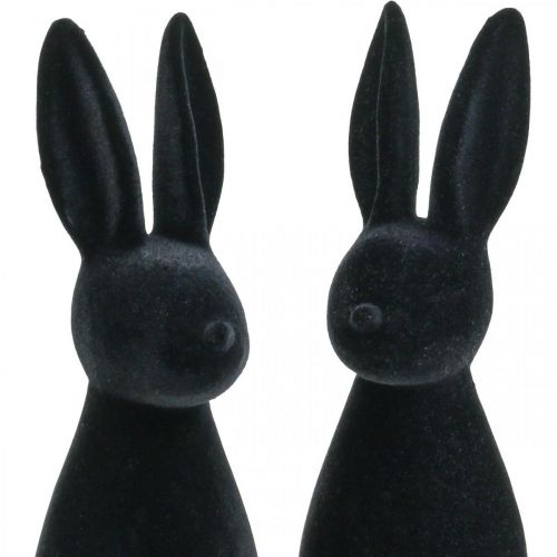 daiktų Dekoratyvinis zuikis juodas – 2 pasirinkimas – dekoratyvinis Velykų zuikis Flocked H29,5cm 2 vnt.