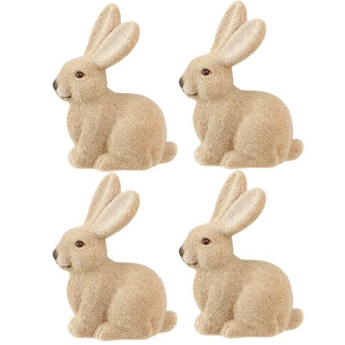 daiktų Dekoratyviniai sėdintys Velykų triušiai Rudi – 2 pasirinkimas – Flocked H15cm 4 vnt.