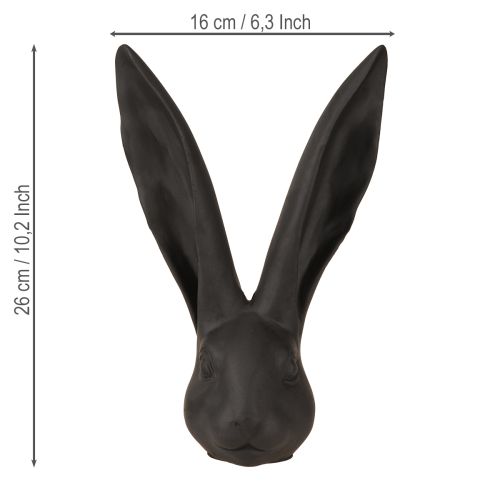 Floristik24 Dekoracija Triušio Galva Velykų Dekoracija Juodas Matinis Poliresin 26cm