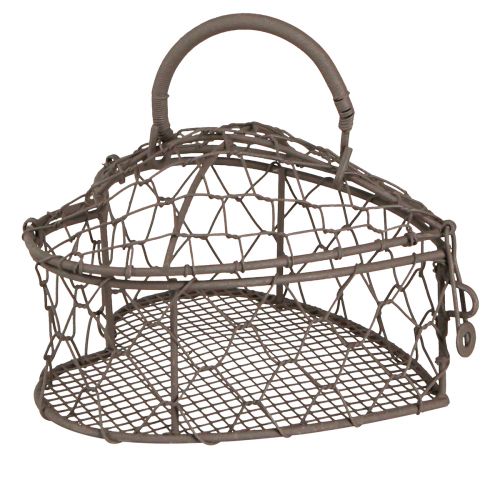 Floristik24 Dekoratyvinė širdelė iš vielos, skirta vintažinės pilkos spalvos užpildymui 14×13,5cm