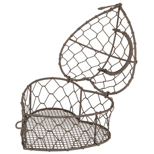 Floristik24 Dekoratyvinė širdelė iš vielos, skirta vintažinės pilkos spalvos užpildymui 14×13,5cm