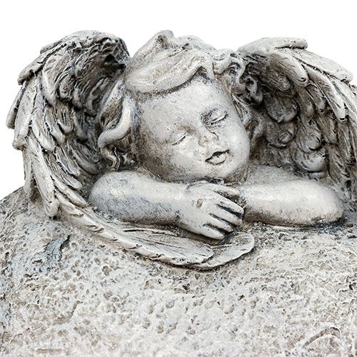 Floristik24 Deco širdelė su angelu pilka 10,5cm 2 vnt