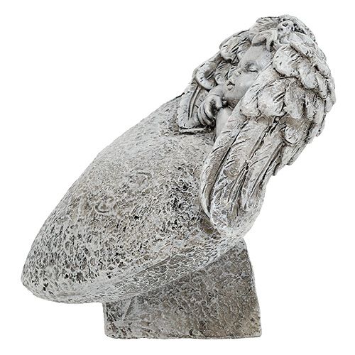 Floristik24 Deco širdelė su angelu pilka 10,5cm 2 vnt