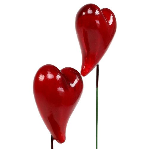 Floristik24 Dekoratyvinės širdelės klijuoti raudona 5cm 24vnt
